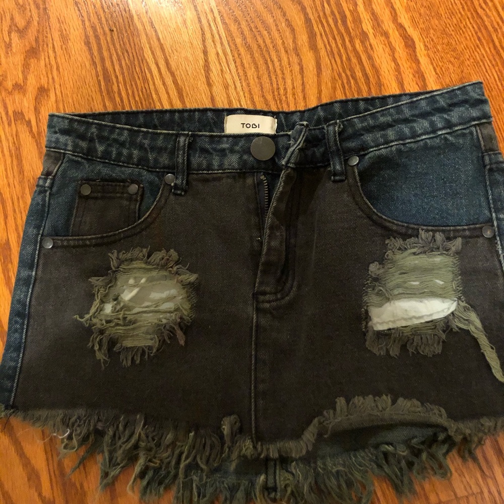 Y2k Mini black and blue jean skirt!